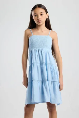 America today Korte jurk Meisjes Viscose Vierkante hals Effen