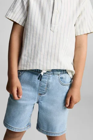 MANGO Denim short light blue denim Blauw Effen