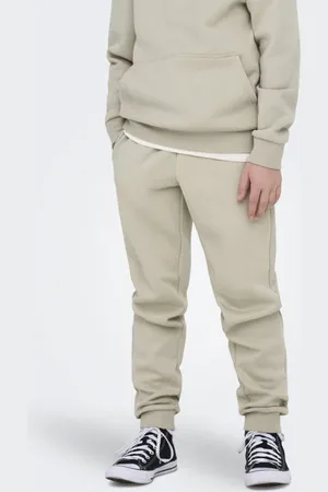 Only & Sons JUNIOR joggingbroek beige Grijs Jongens Sweat Effen