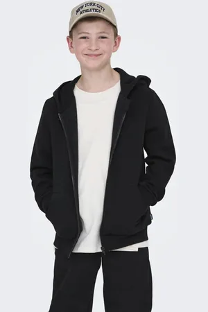 Only & Sons JUNIOR sweatvest zwart Effen
