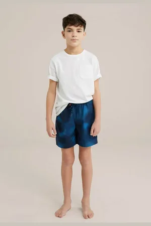 WE Fashion Zwemshort blauw/donkerblauw Jongens Polyester All over print