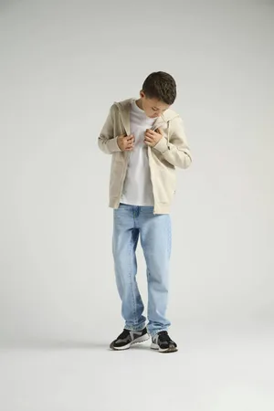 Only & Sons JUNIOR sweatvest beige Grijs Effen