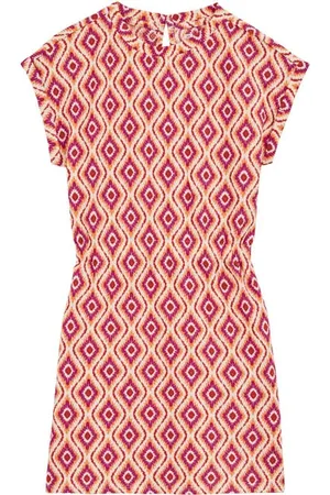 WE Fashion Korte jurk roze Meisjes Polyester Ronde hals All over print