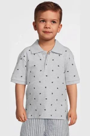 NAME IT MINI polo grijs melange Jongens Stretchkatoen Polokraag All over print