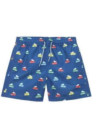 MANGO Zwemshort blauw/geel/rood Jongens Polyester All over print