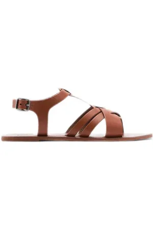 MANGO Leren sandalen Bruin Meisjes Leer Effen