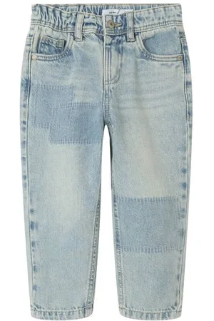 NAME IT MINI tapered jeans light blue denim Blauw Effen