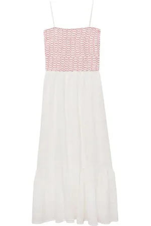 MANGO Maxi jurk ecru Meisjes Katoen Ronde hals All over print