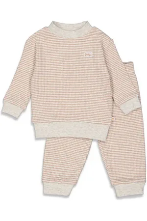 FEETJE Wafel pyjama stroopwafel/wit Bruin Jongens/Meisjes Katoen Ronde hals