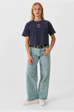 CoolCat Wide leg jeans June met zebraprint Meisjes Denim Zebraprint