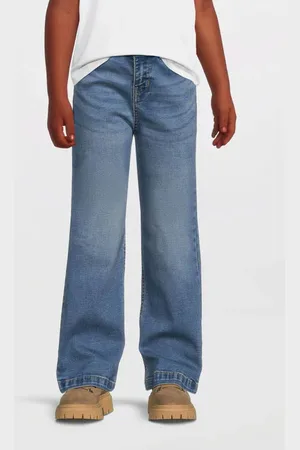 Anytime Wide leg jeans mid blue Meisjes Katoen Effen