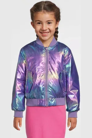 NAME IT KIDS bomberjack paars Jas Meisjes Polyester Ronde hals Effen