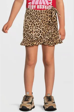 NAME IT KIDS skort bruin/zwart Rok Meisjes Polyester Panterprint