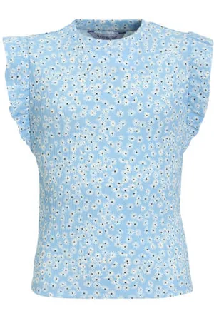 Anytime Crinkle top met ruffles blomenprint Meisjes Polyester Ronde hals