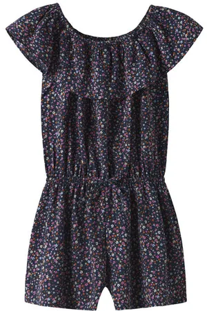 NAME IT KIDS playsuit donkerblauw Meisjes Polyester Boothals Bloemen