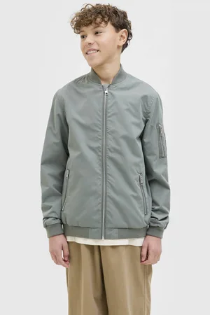 JACK & JONES JUNIOR bomberjack Jas Groen Jongens Polyester Opstaande kraag