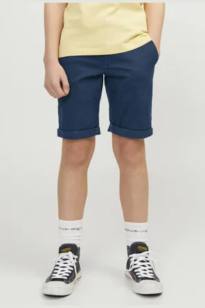 JACK & JONES JUNIOR chino short JPSTDAVID JJCHINO Korte broek Blauw Jongens Stretchkatoen