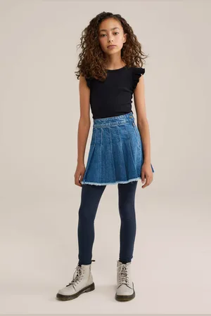 WE Fashion Legging donkerblauw Meisjes Stretchkatoen Effen