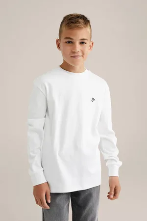 WE Fashion Longsleeve wit Jongens Katoen Ronde hals Effen