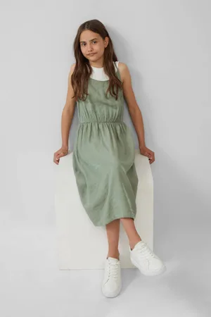 QS by s.Oliver Midi jurk Meisjes Viscose Ronde hals Effen
