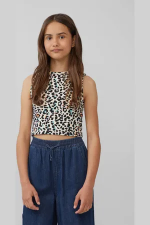 QS by s.Oliver Mouwloze top beige rib gebreid Meisjes Stretchkatoen Ronde hals