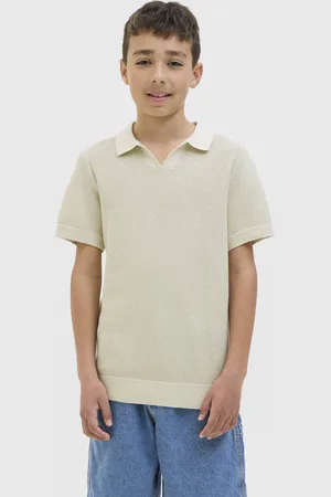 JACK & JONES JUNIOR polo fijn gebreid Jongens Katoen Polokraag