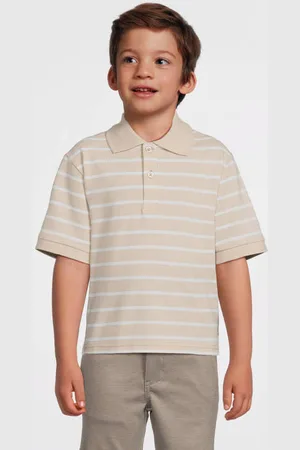 NAME IT KIDS polo zand Beige Jongens Stretchkatoen Polokraag Streep