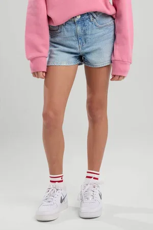America today Denim short Blauw Effen