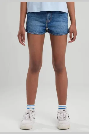 America today Denim short Blauw Effen