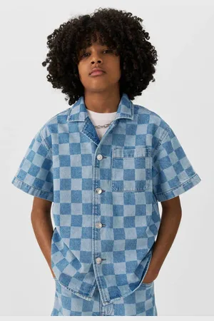 CoolCat Denim overhemd Cole met checkerboard print All over print