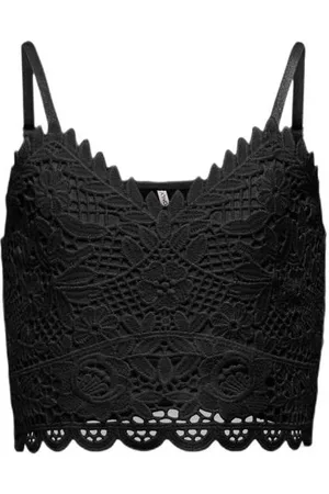 ONLY KIDS GIRL crop top KOGHONEY zwart Meisjes Viscose V