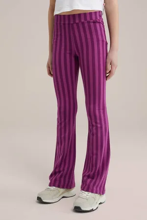 WE Fashion Flared broek paars Meisjes Viscose Streep