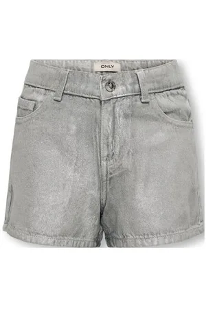 ONLY KIDS GIRL regular denim short grey denim Korte broek Grijs Meisjes Katoen