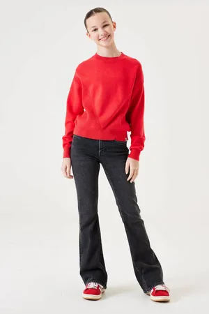 Garcia High waist flared jeans Zwart Meisjes Stretchdenim Effen
