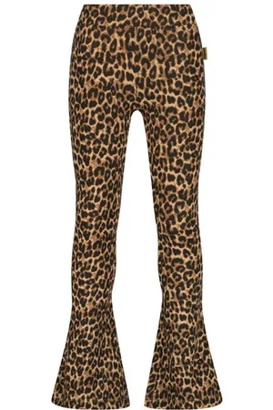 Vingino Flared legging bruin Broek Meisjes Stretchkatoen Panterprint