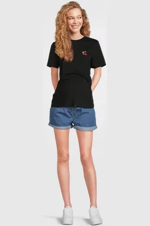 ONLY Denim regular waist zwangerschaps paperbag short Korte broek Blauw