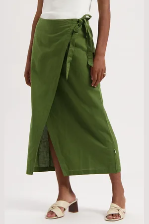 Kuyichi Hanna Linnen Wrap Skirt - Duurzame Rok - - Maat XS - 52% Biologisch Katoen, 48% Linnen