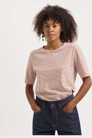 Kuyichi Olivia Striped Tee - Duurzaam T-shirt - - Maat L - 70% Biologisch Katoen, 30% Hennep