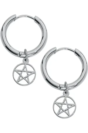 etNox Gothic Oorbel - Creole Pentagramm - voor Vrouwen