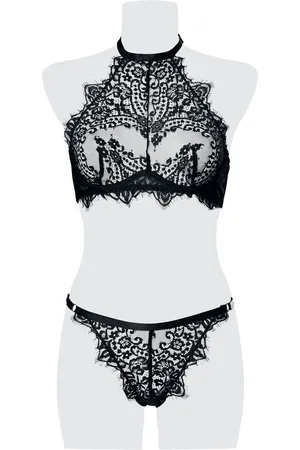 Grey Velvet Gothic Ondergoed - 2-teiliges Spitzen Cami-Set - S tot XL - voor Vrouwen