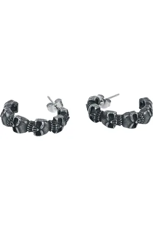 etNox Gothic Oorbellenset - Black Skulls - voor Vrouwen