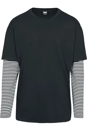 Urban classics Shirt met lange mouwen - Oversized Double Layer Striped LS Tee - S tot XXL - voor Mannen