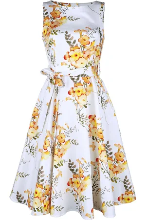 H&R London Rockabilly Medium-lengte jurk - Brooke Floral Swing Dress - XS tot 4XL - voor Vrouwen