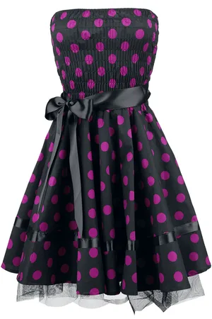 H&R London Rockabilly Korte jurk - Big Purple Dots - S tot 3XL - voor Vrouwen