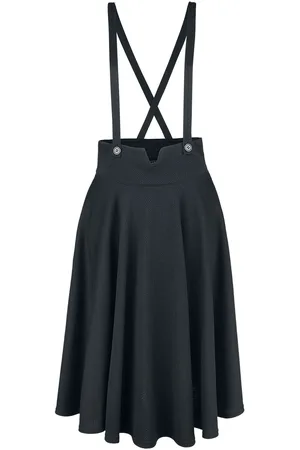 Voodoo Vixen Rockabilly Medium-lengte rok - Toyin Black Herringbone Overall Skirt - S tot 4XL - voor Vrouwen