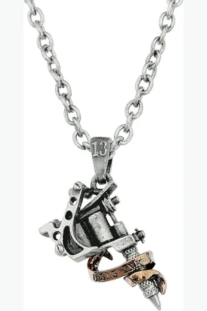 Alchemy Gothic Halsketting - Alchemy: Pewter Pendant: Tattoo Gun