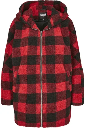 Urban classics Winterjas - Ladies Hooded Oversized Check Sherpa Jacket - XS tot 4XL - voor Vrouwen