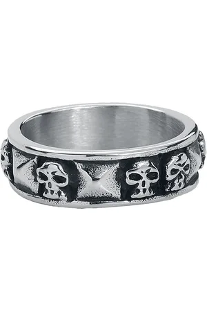 etNox hard and heavy Ring - Skulls and Rivets - voor Mannen