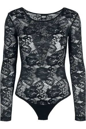 Urban classics Lichaam - Ladies Lace Longsleeve Body - XS tot XL - voor Vrouwen