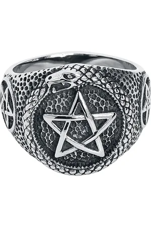 etNox hard and heavy Gothic Ring - Schlangen Pentagramm